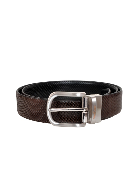 

Allen Cooper Men Black Textured Reversible Leather Belt