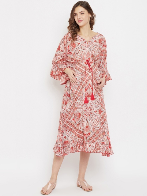 

The Kaftan Company Women Off-White Printed A-Line Dress