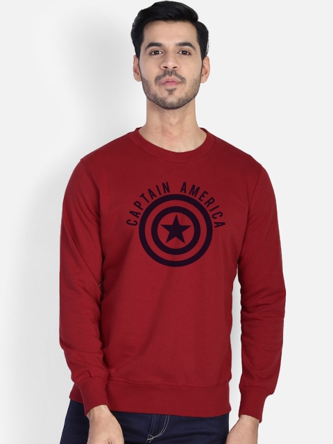 

Free Authority Men Red Captain America Print Sweatshirt