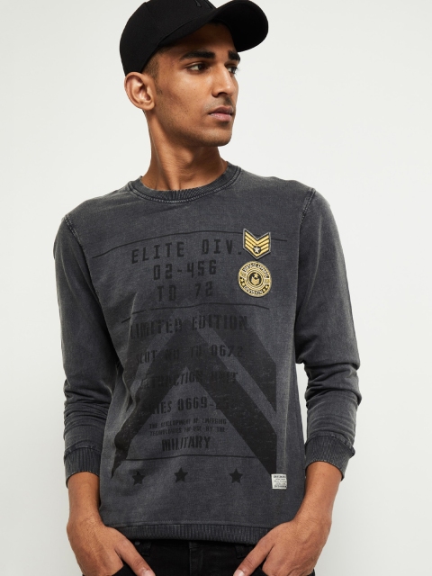 

max Men Charcoal Printed Sweatshirt