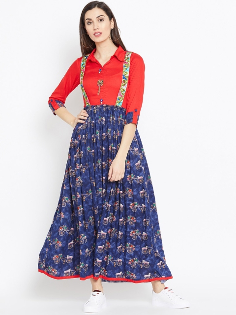

WineRed Women Red Printed Maxi Dress