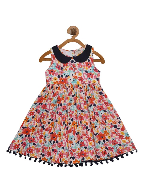 

Rianna Girls Multicoloured Floral Printed Fit and Flare Cotton Dress, Multi
