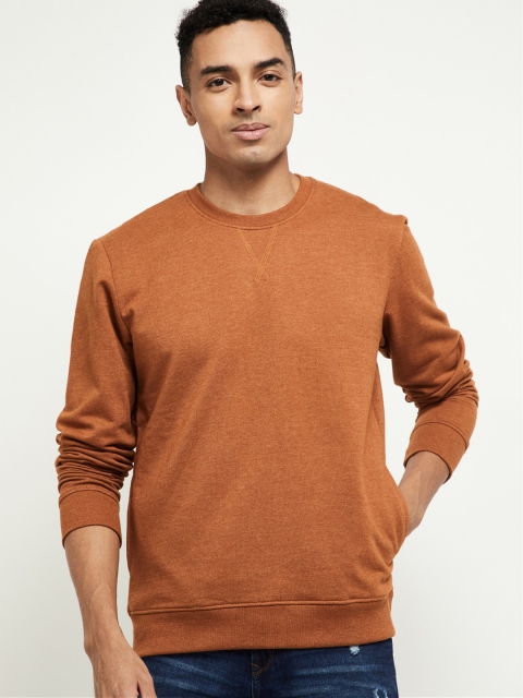 

max Men Brown Solid Sweatshirt