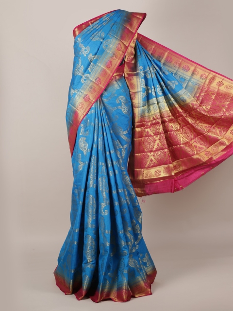 Pothys Blue Woven Design Jute Silk Saree