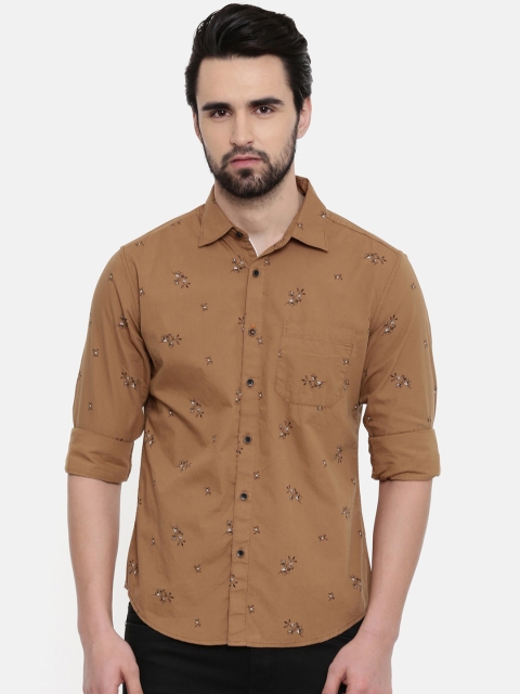 

IMYOUNG Men Brown & Black Slim Fit Printed Casual Shirt
