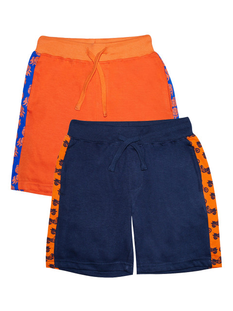 

KiddoPanti Boys Pack Of 2 Solid Regular Fit Regular Shorts, Navy blue