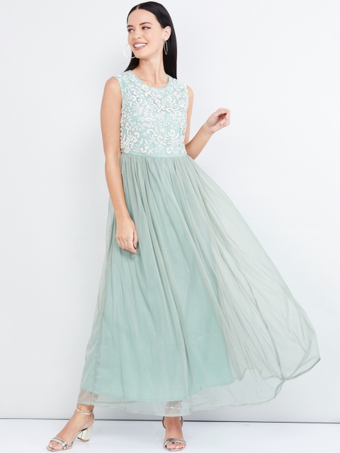 

max Women Green Embellished Maxi Dress