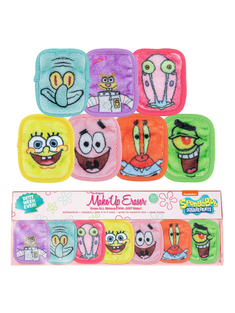 

MakeUp Eraser Set of 7 Multicoloured SpongeBob Printed Limited Edition Wipes, Multi