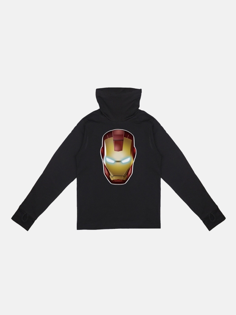 

Marvel Avengers Boys Black Iron Man Printed High Neck T-shirt