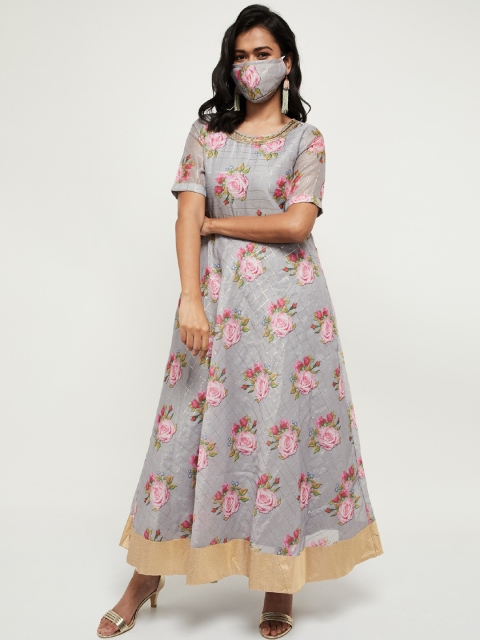 

max Women Grey Printed Maxi Dress