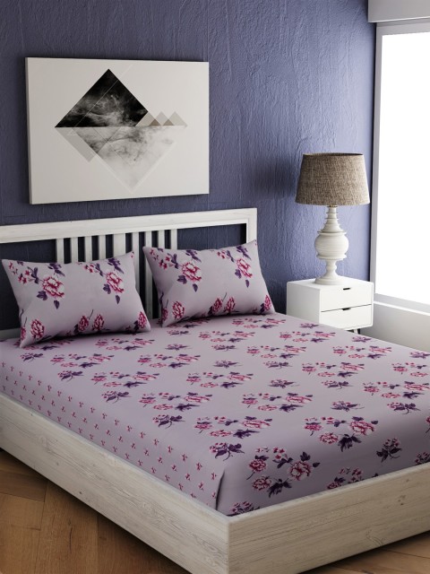 

EverHOME Multicoloured Floral 144 TC Cotton 1 Queen Bedsheet with 2 Pillow Covers, Multi