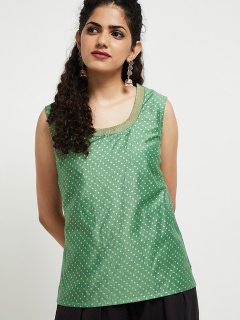 

max Women Green Printed Top