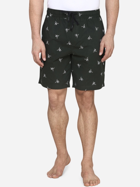 

JADE BLUE Men Green & White Printed Lounge Shorts