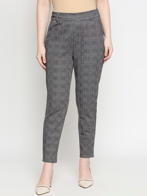 

Kraus Jeans Women Grey & Off-White Skinny Fit Checked Regular Trousers