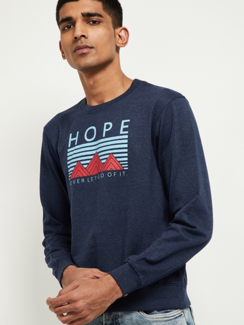 

max Men Blue Printed Sweatshirt
