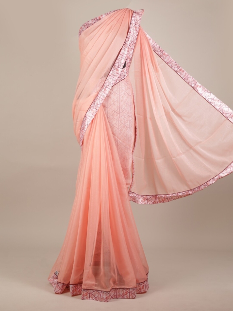 

Pothys Pink Solid Poly Georgette Saree
