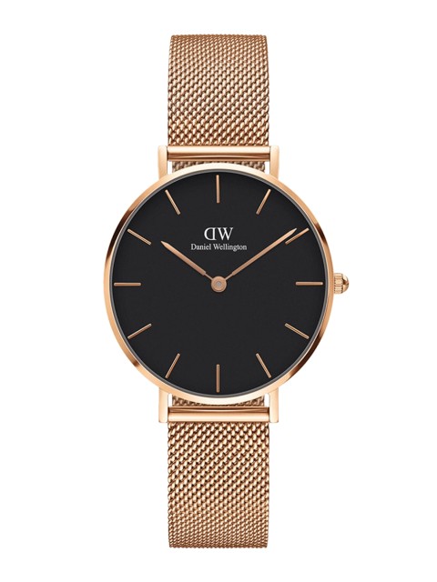 

Daniel Wellington Women Rose Gold Toned & Black Petite Melrose Watch With Elan Unity Bracelet Gift Set DW00501010