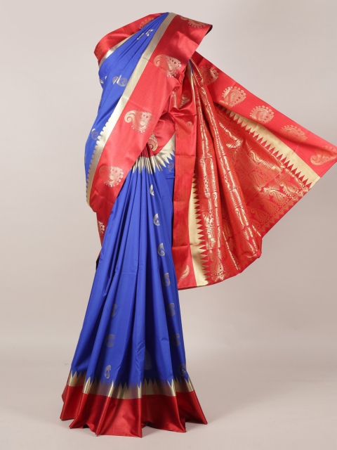 Pothys Blue & Orange Art Silk Woven Design Saree