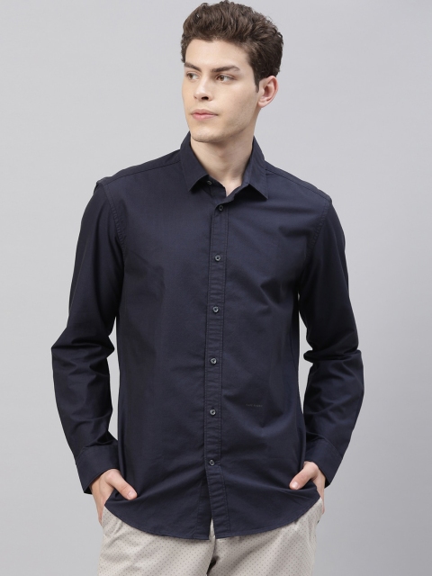 

RARE RABBIT Men Navy Blue Tailored Fit Solid Casual Shirt