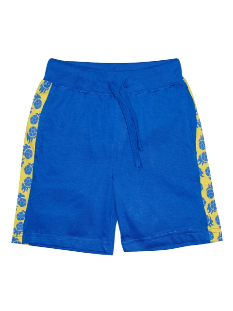 

KiddoPanti Boys Blue Solid Regular Shorts with Stripes
