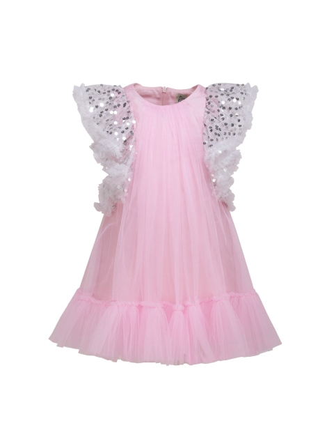 

A Little Fable Girls Pink Solid A-Line Dress