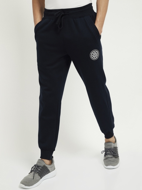 

max Men Navy Blue Solid Joggers