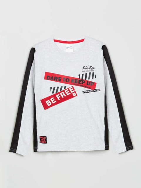 

max Boys Grey Printed Round Neck T-shirt