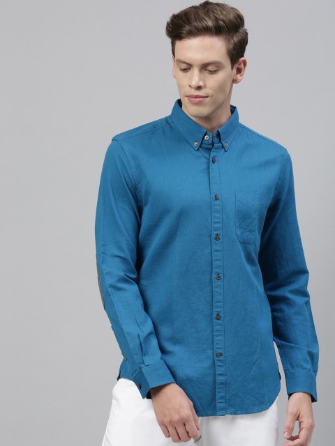 

RARE RABBIT Men Blue Tailored Fit Solid Casual Shirt