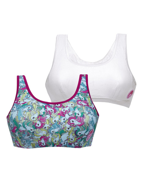 

DChica Girls Multi Printed Beginner Sports Bra DCBRFB6507/xxs, White