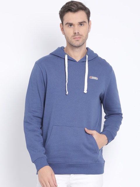 

SWISS MILITARY Men Blue Solid Hooded Sweatshirt