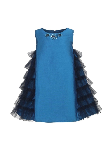 

A Little Fable Girls Blue Solid A-Line Dress