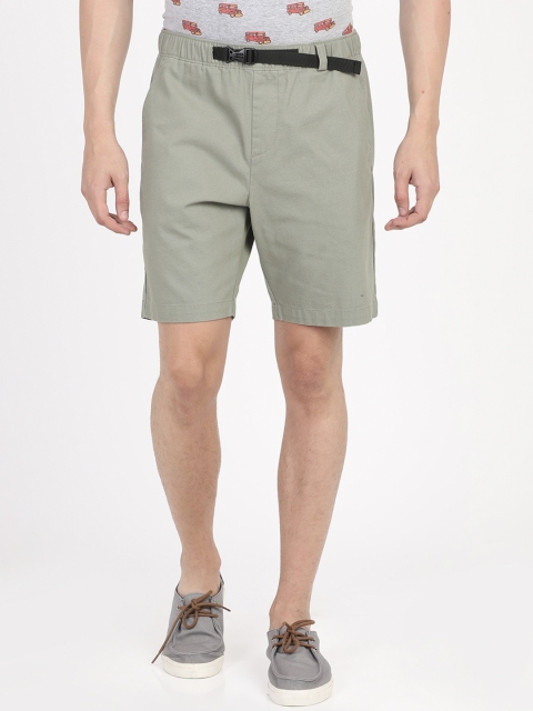 

Breakbounce Men Olive Green Solid Slim Fit Regular Shorts