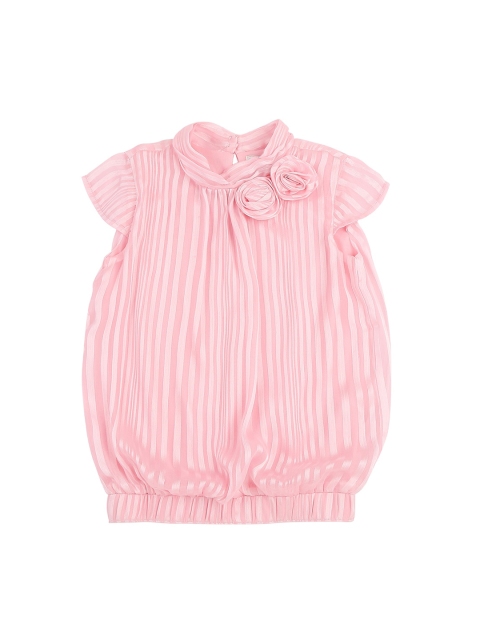 

Pantaloons Junior Girls Pink Striped Blouson Top