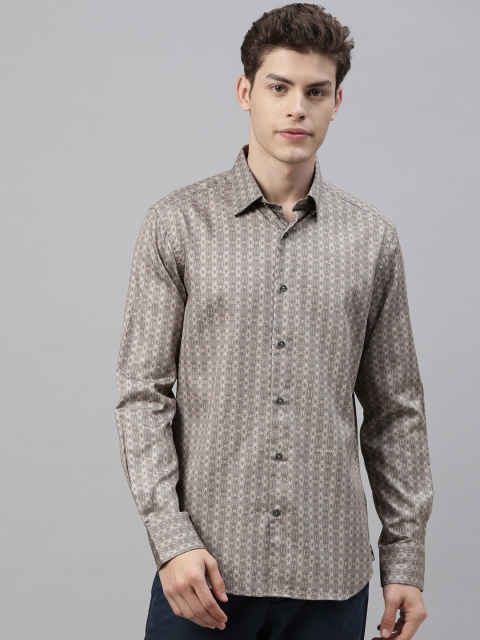 

RARE RABBIT Men Beige Tailored Fit Printed Casual Shirt