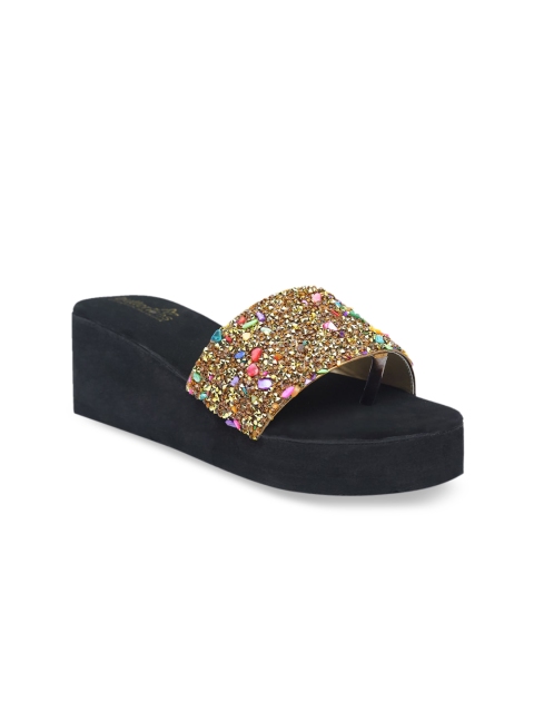 

Butterflies Women Rose Gold & Black Embellished Sandals