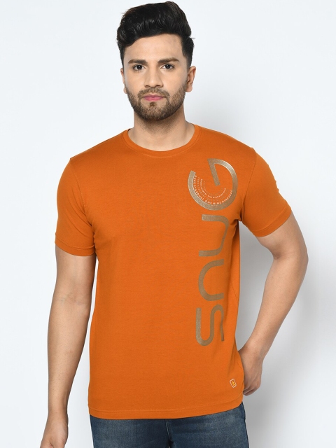 

Duke Men Orange Printed Round Neck T-shirt