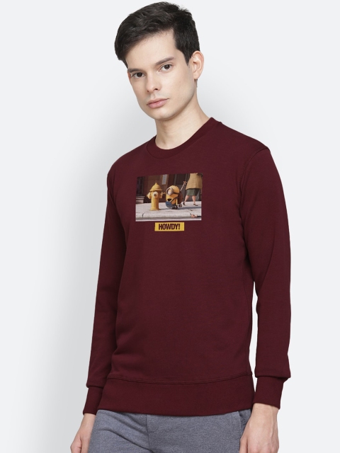 

Free Authority Minions Print Crew Neck Maroon Sweatshirt for Men