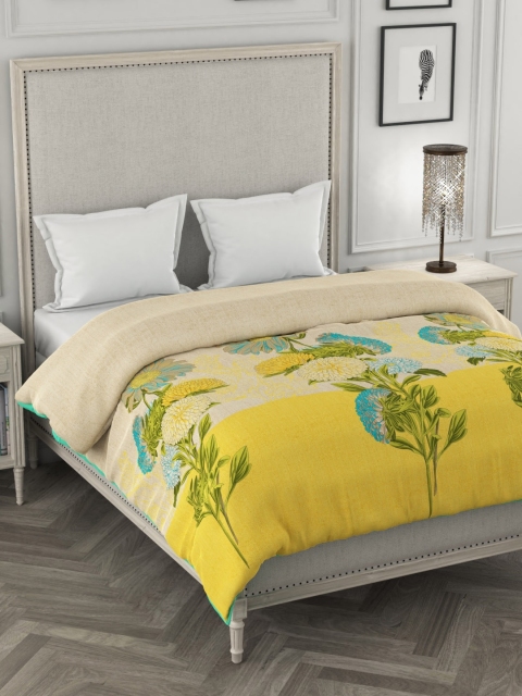 

Portico New York Beige & Yellow Floral-Printed Double Bed Duvet Cover