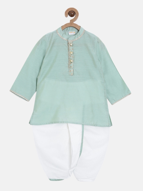 

Aomi Boys Green & White Solid Kurta with Salwar
