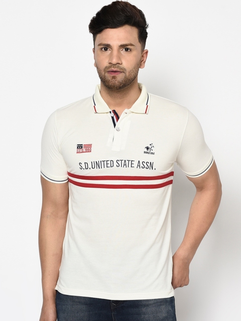 

Duke Men Off-White Printed Polo Collar T-shirt