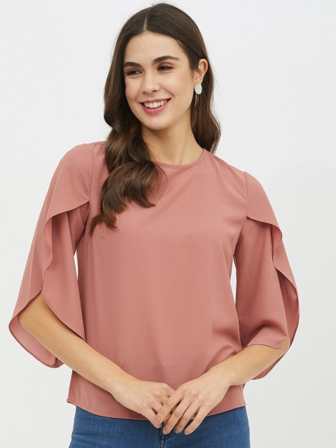 

Harpa Women Pink Solid Boxy Top