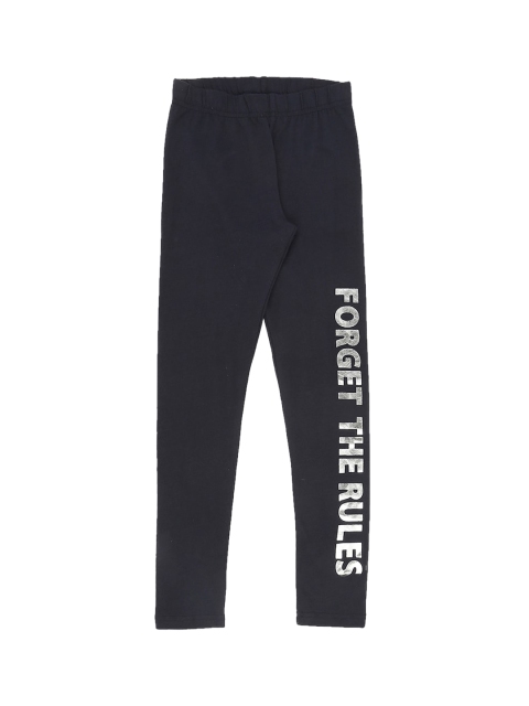 

Pantaloons Junior Girls Navy Blue & White Printed Ankle-Length Leggings