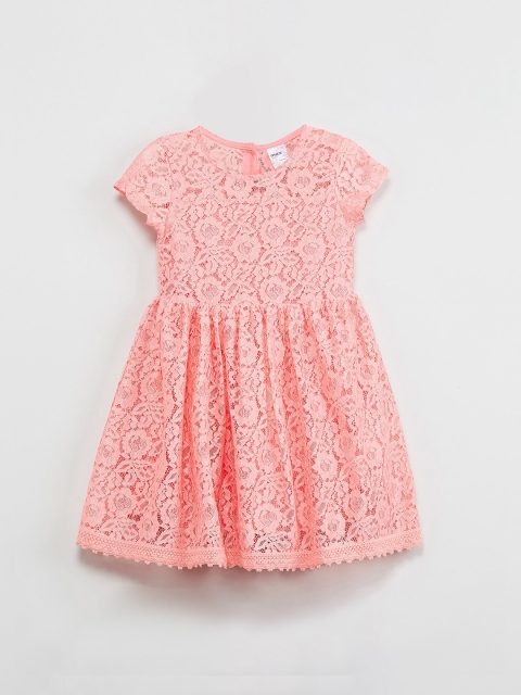 

max Girls Coral Self Design Fit and Flare Dress