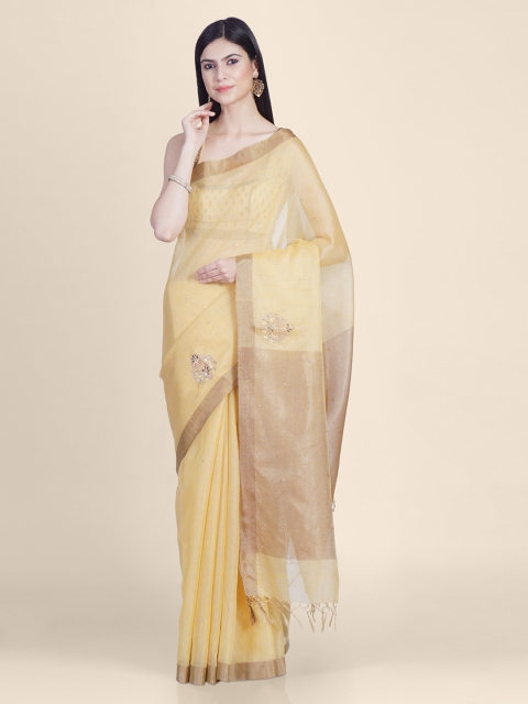

Kasat Yellow Tissue Solid Kota Saree