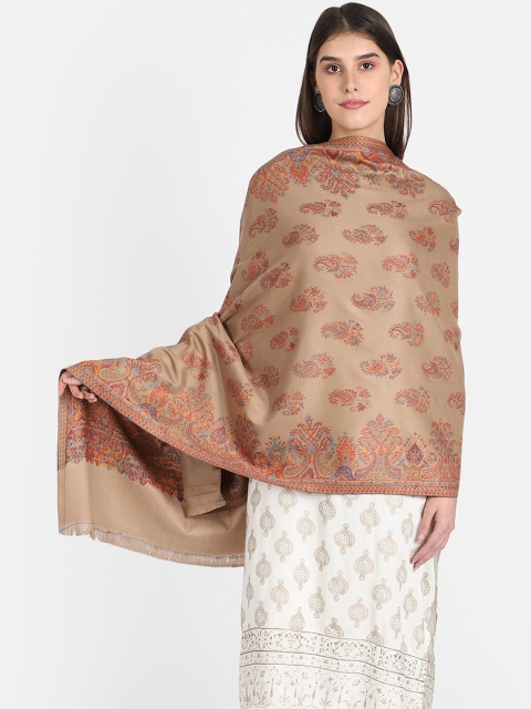 

Anekaant Women Beige & Blue Woven Design Shawl