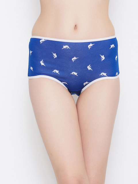 

Clovia Women Blue & White Printed Hipster Briefs PN3221M03