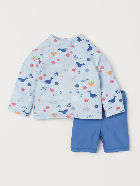 

H&M Boys Blue Printed UPF 50 Swim Set