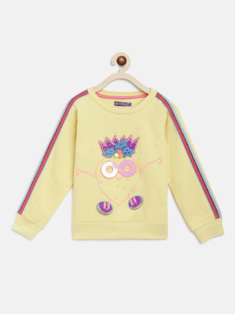 

Natilene Girls Yellow Printed Sweatshirt