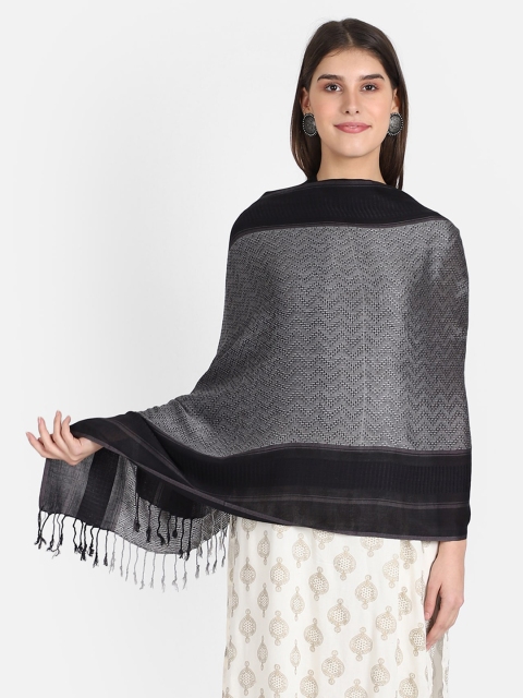 

Anekaant Women Black & Grey Woven Design Stole