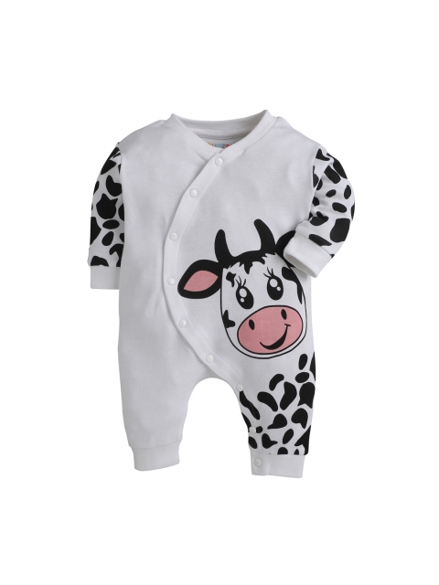 

BUMZEE White Full Sleeve Cotton Cow Print Sleepsuit